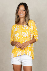 Julie 3/4 Sleeve Top (Golden Lei)