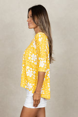 Julie 3/4 Sleeve Top (Golden Lei)