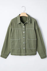 Denim Boyfriend Jacket (Smoke Green)