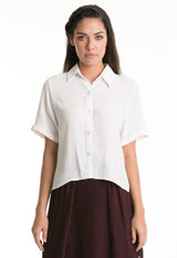 Riley Crop Button Down (White) - L