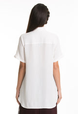 Riley Crop Button Down (White) - L
