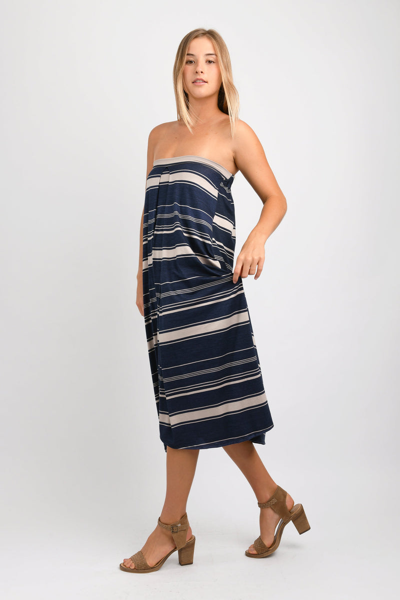 Ellie Convertible Dress/Skirt (Navy Mixed Stripe) - L
