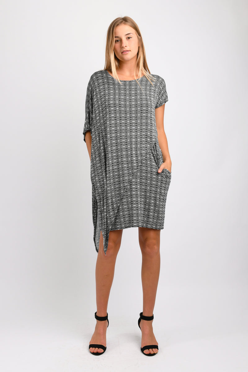 Sienna Asym Dress (Black Hexagon) - S
