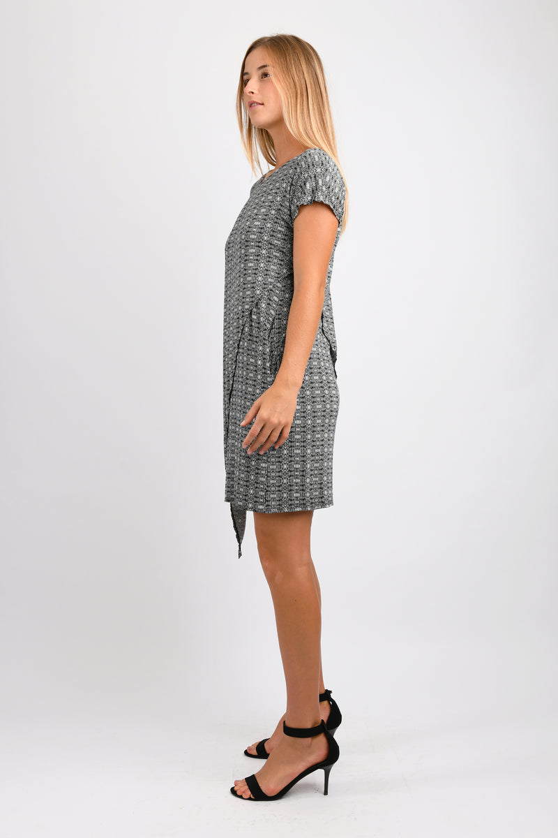 Sienna Asym Dress (Black Hexagon) - S