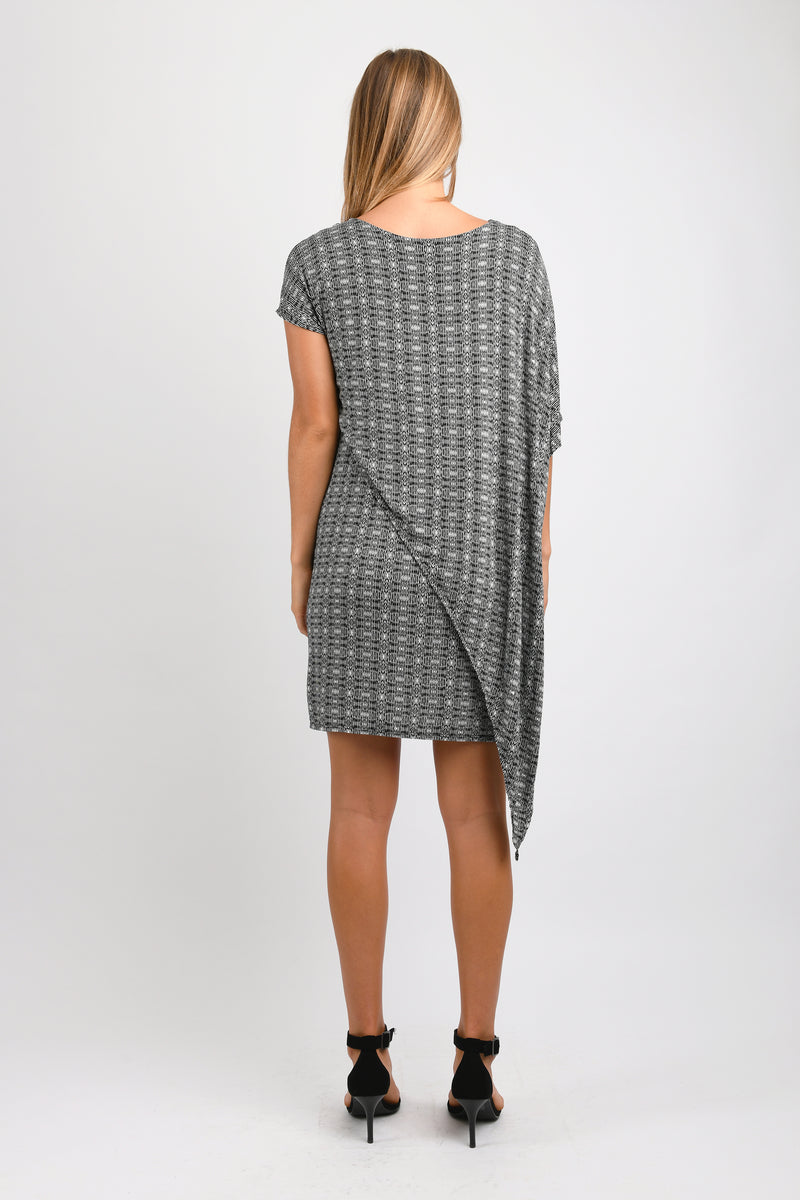Sienna Asym Dress (Black Hexagon) - S