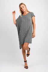 Sienna Asym Dress (Black Hexagon) - S