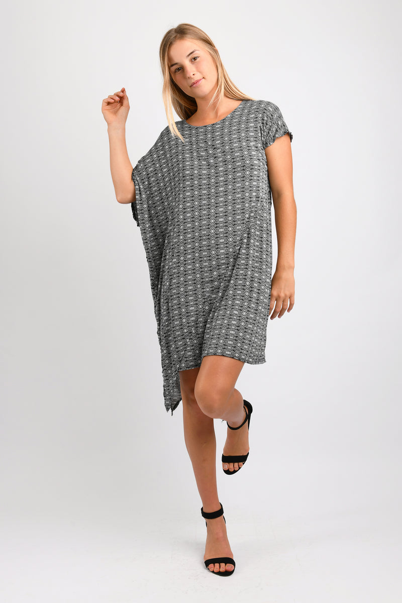 Sienna Asym Dress (Black Hexagon) - S