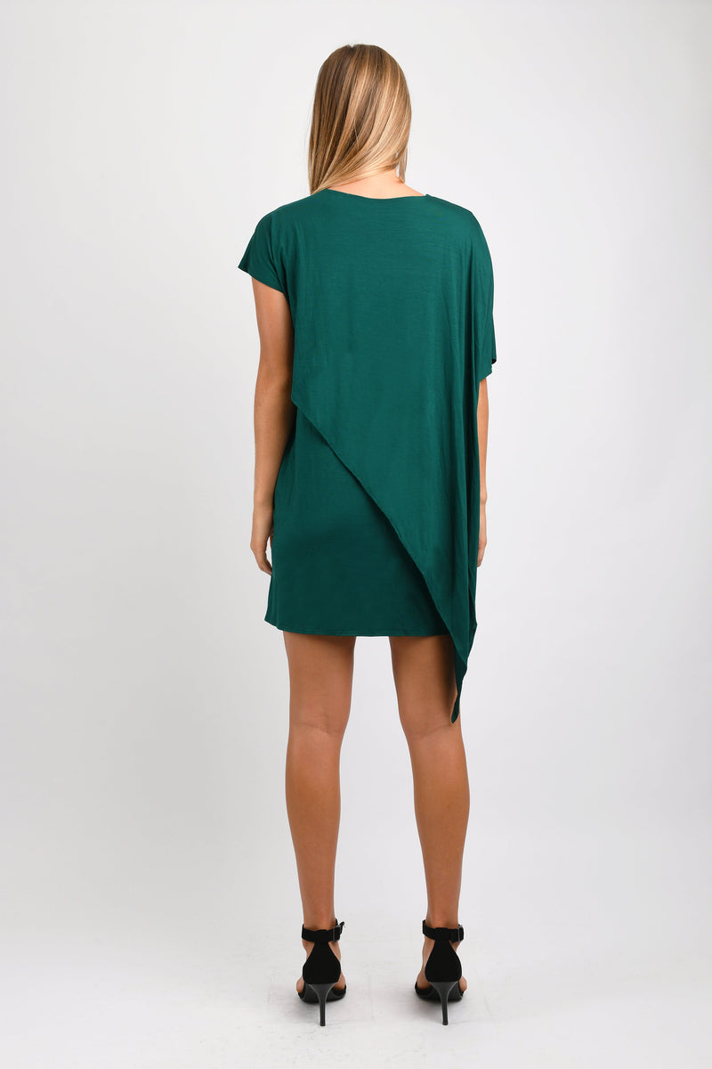 Sienna Asymmetrical Dress (Emerald) - XS