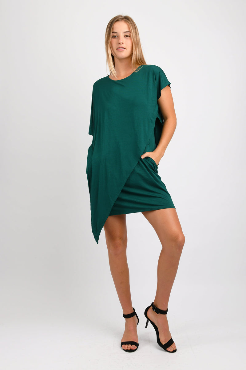 Sienna Asymmetrical Dress (Emerald) - XS