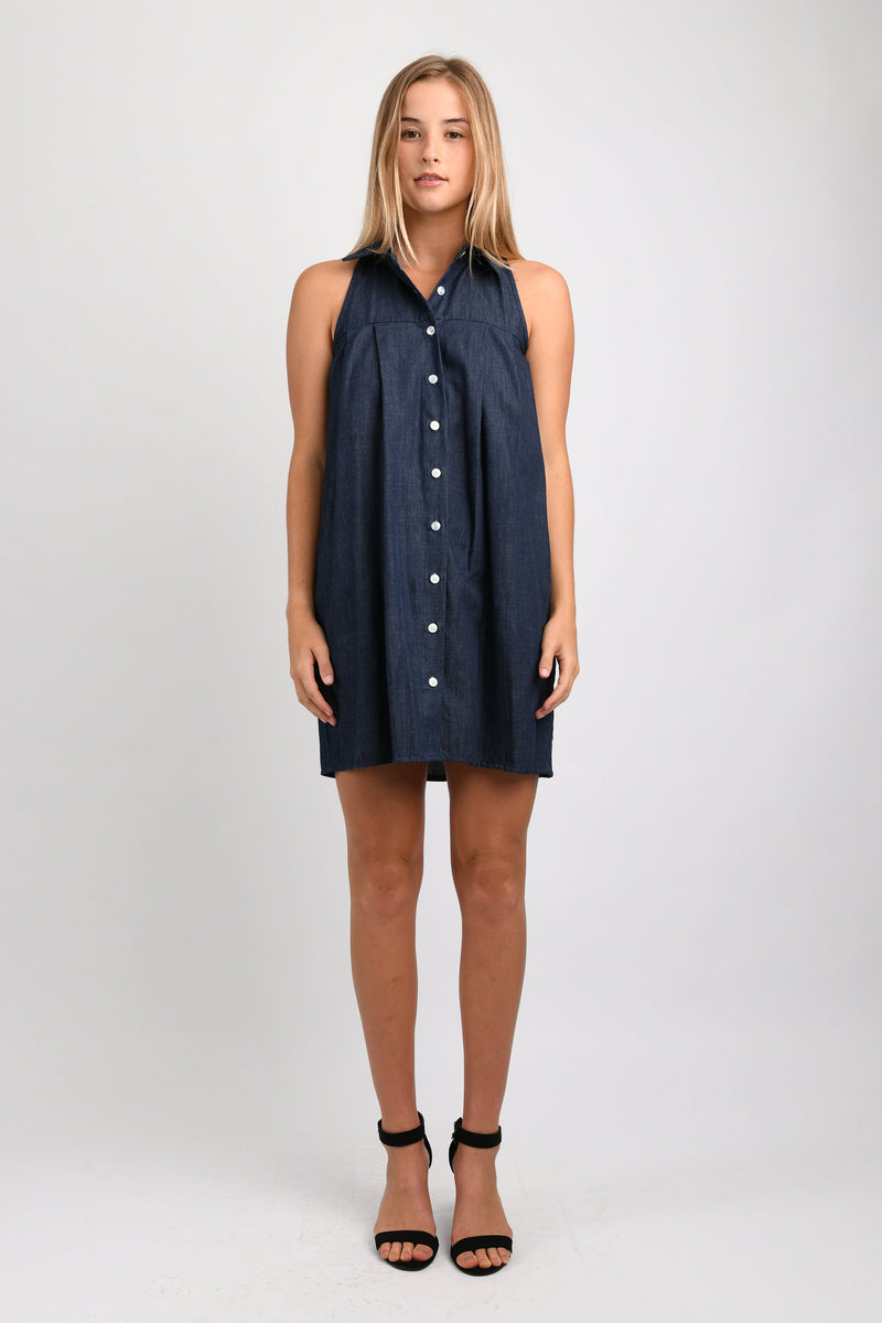 Lani Button Down Tank Dress (Denim) - S