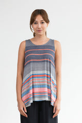 Haylee Tulip Back Tank (Red/Blue Stripe) - S