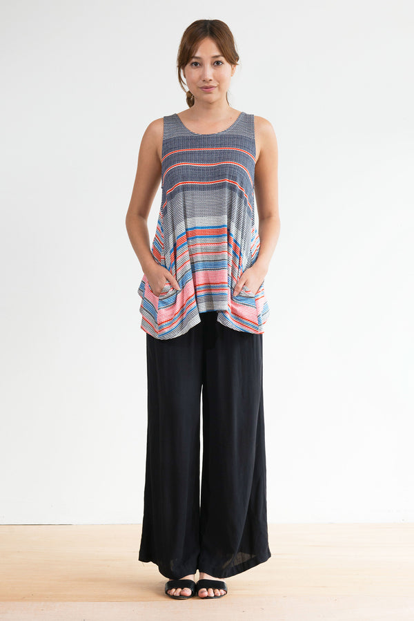 Haylee Tulip Back Tank (Red/Blue Stripe) - S