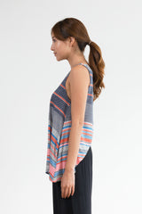 Haylee Tulip Back Tank (Red/Blue Stripe) - S
