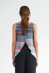 Haylee Tulip Back Tank (Red/Blue Stripe) - S