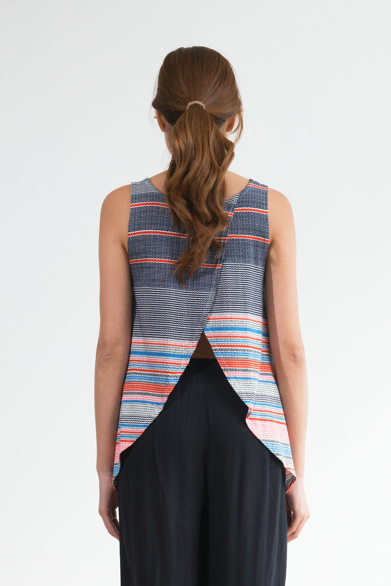 Haylee Tulip Back Tank (Red/Blue Stripe) - S