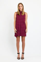Winnie Dress (Wine Stripe) - M