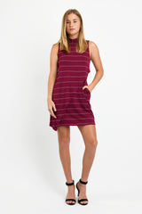Winnie Dress (Wine Stripe) - M