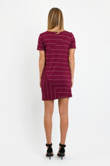 Tommy T-Shirt Dress (Wine Stripe) - M