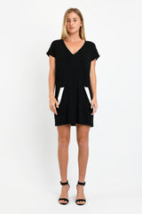 Dawn V-Neck Dress (Black/Ivory) - S