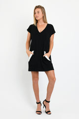 Dawn V-Neck Dress (Black/Ivory) - S
