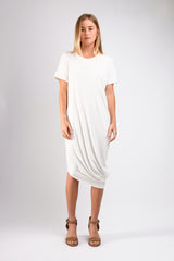 Roxanne Asymmetrical T-Shirt Dress (Ivory) - S