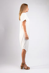 Roxanne Asymmetrical T-Shirt Dress (Ivory) - S