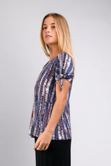 Kara Tie Sleeve Top (Mauve Print) - S