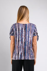 Kara Tie Sleeve Top (Mauve Print) - S