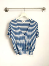 Luna Wrap Top (Sky Blue Stripe) - XS