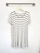 Harper Paneled Dress (Ivory/Olive Stripe) - S