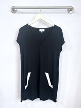 Dawn V-Neck Dress (Black/Ivory) - S