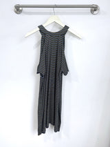 Jennifer Cold Shoulder Dress (Navy Stripe) - M