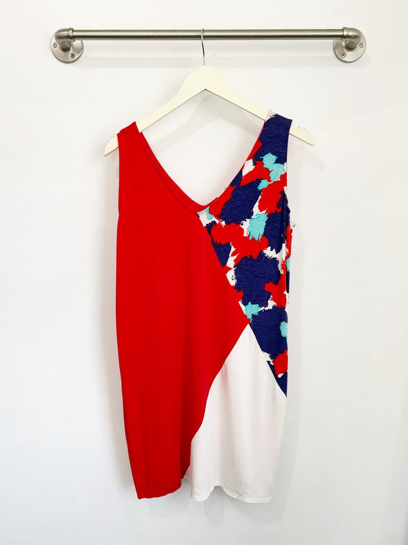 Kimberly Color-block Dress (Red/Splash Print) - S Ten Tomorrow Kimberly Color-block Dress (Red/Splash Print) - S Ten Tomorrow