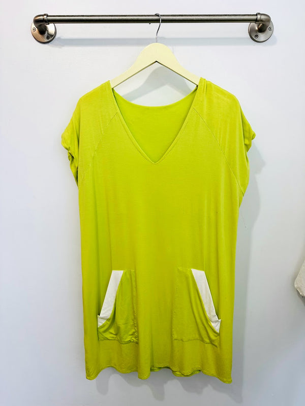 Dawn V-Neck Dress (Chartreuse) - M