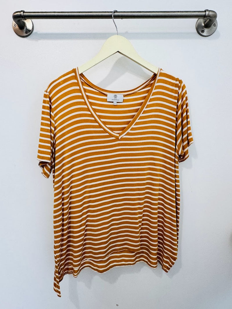 Jamie Boyfriend Tee (Mustard Stripe) - L