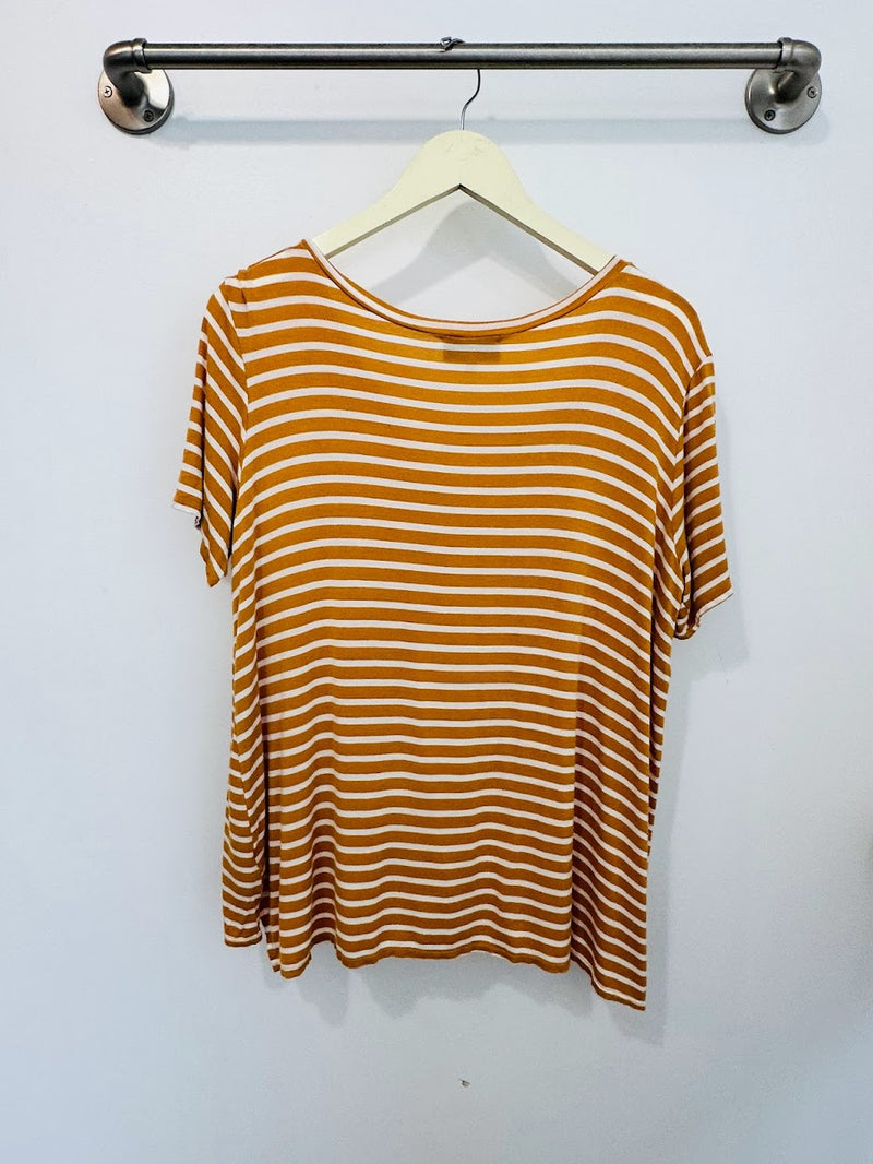Jamie Boyfriend Tee (Mustard Stripe) - L
