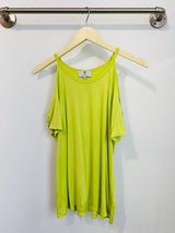Jennifer Cold Shoulder Top (Chartreuse) - XS