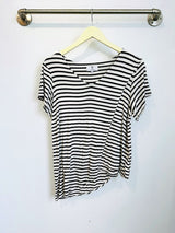 Gemma Asymmetrical Tunic (Ivory-Black Stripe) - M