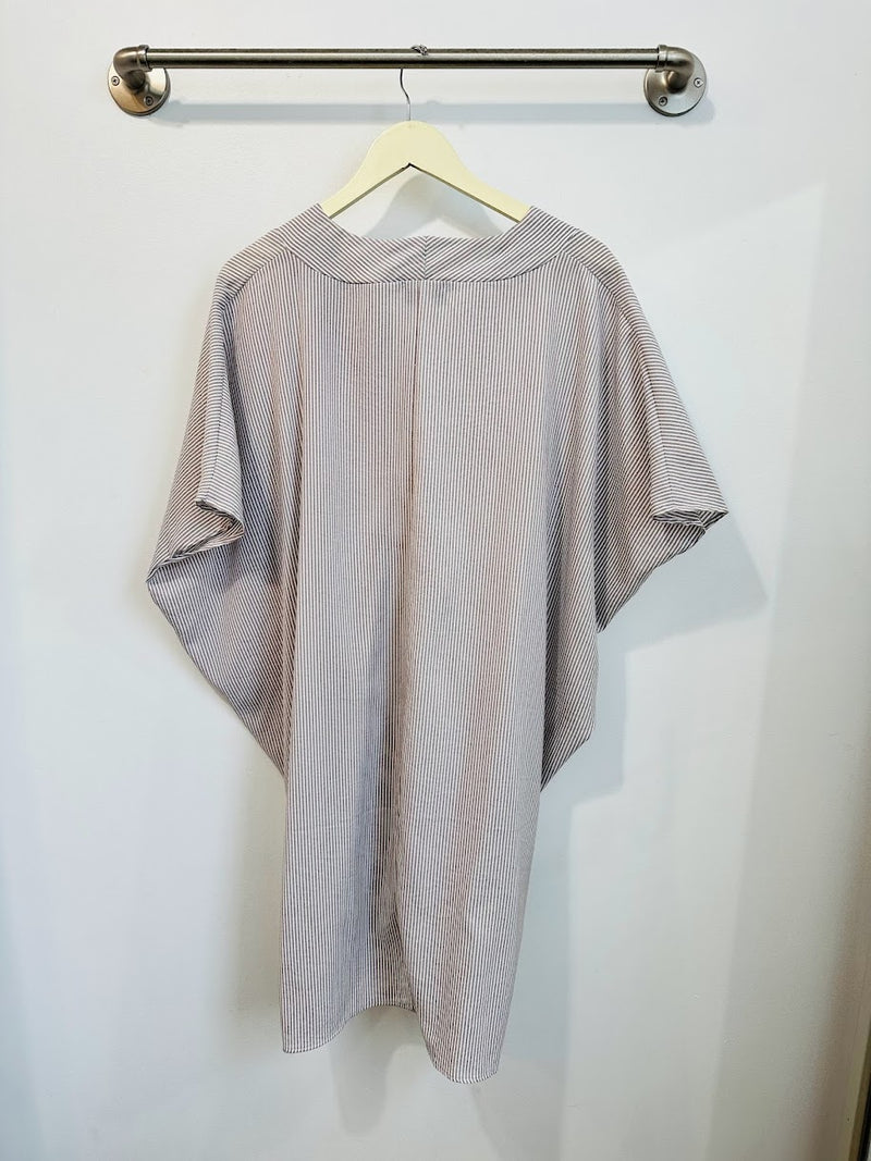 Jade Pleated Kaftan Dress (Oxford Stripe) - L