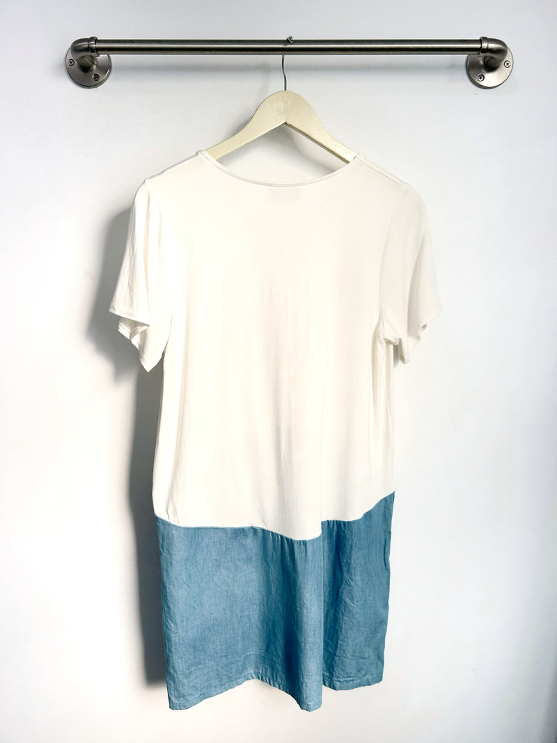 Kenzie Color Block Dress Ivory/Denim - S