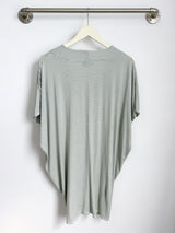 Jade Pleated Kaftan Dress (Sage Stripe) - XS