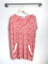 Dawn V-Neck Dress (Coral Line Print) - L