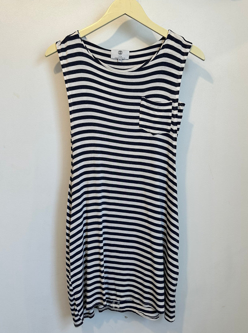 Drew Layered Tank Dress (Blue Stripe) - XS