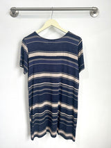 Stacey T-Shirt Dress (Navy Mixed Stripe) - M