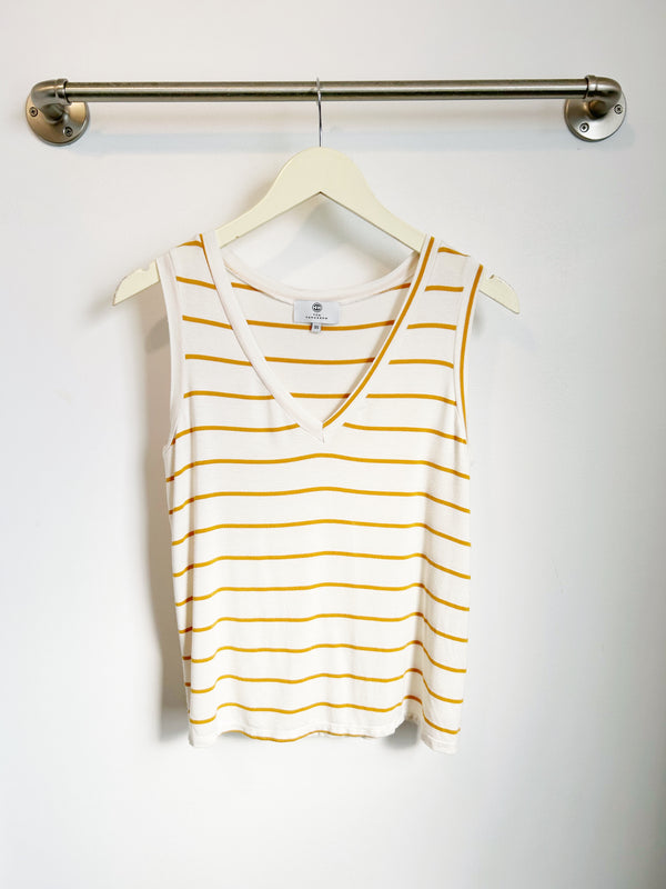 Nikki Tank Top (Ivory/Mustard Stripe) - XS