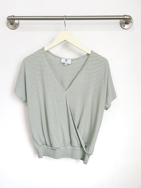 Luna Wrap Top (Sage Stripe) - XXS