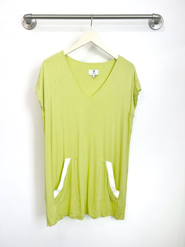 Dawn V-Neck Dress (Chartreuse) - S