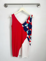 Kimberly Color-block Dress (Red/Splash Print) - XS