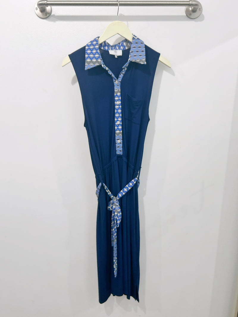 Kira Polo Dress w/ Belt (Navy) - S