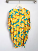 Jade Pleated Kaftan Dress (Golden Bloom) - M